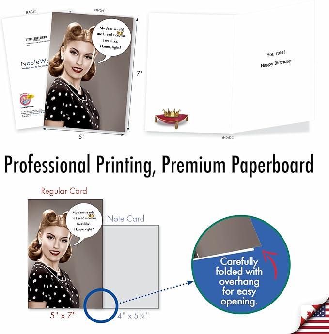 NobleWorks - Pack of 3 Hilarious Birthday Greeting Cards with Envelopes (1 Designs, 3 Each) - Needs A Crown C5581BDG-C3x1