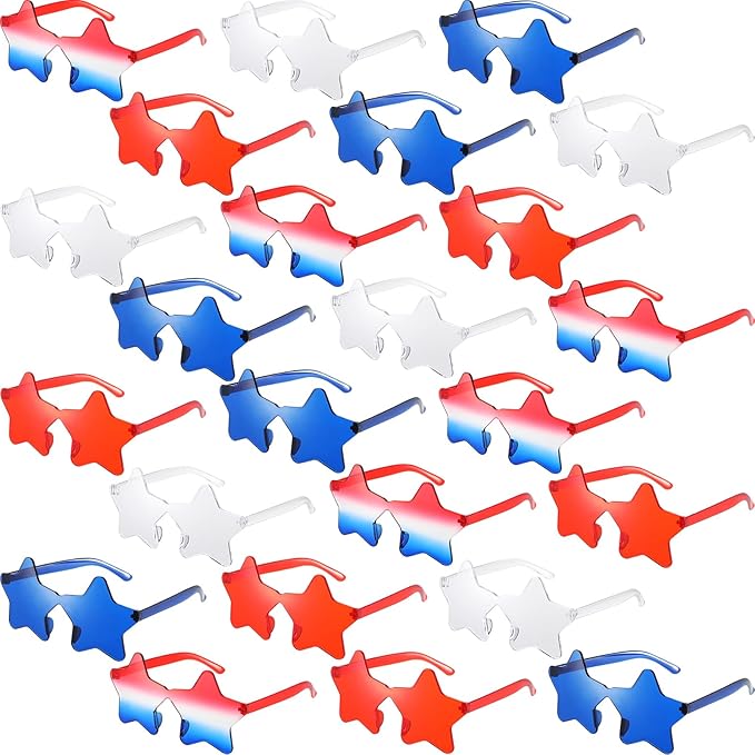 Xuhal Star Shaped Sunglasses Bulk 4th of July Star Glasses Patriotic Glasses for Christmas Independence Day Party Favors