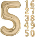 40 inch White Gold Number Balloon Giant Foil Helium Balloons Champagne Gold Number 5 Balloon for 5th Birthday Party Decorations