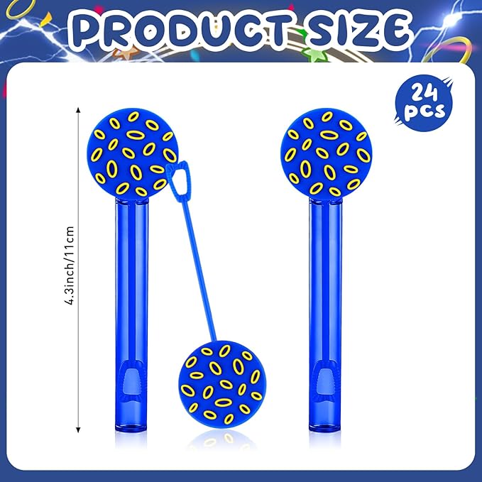 Jenaai 24 Pcs Blue with Gold Ring Bubble Wands Cartoon Bubble Wand Party Favors for Summer Activity Cartoon Birthday Gifts Carnival Goody Bag Stuffers Wedding Supplies