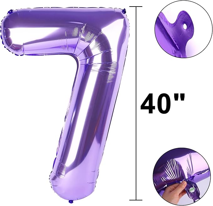 40 Inch Purple Number 17 Digital Balloon,Jumbo Mylar Foil Helium Balloon for 17 Balloons for Birthday Party,Wedding Anniversary Party Decorations