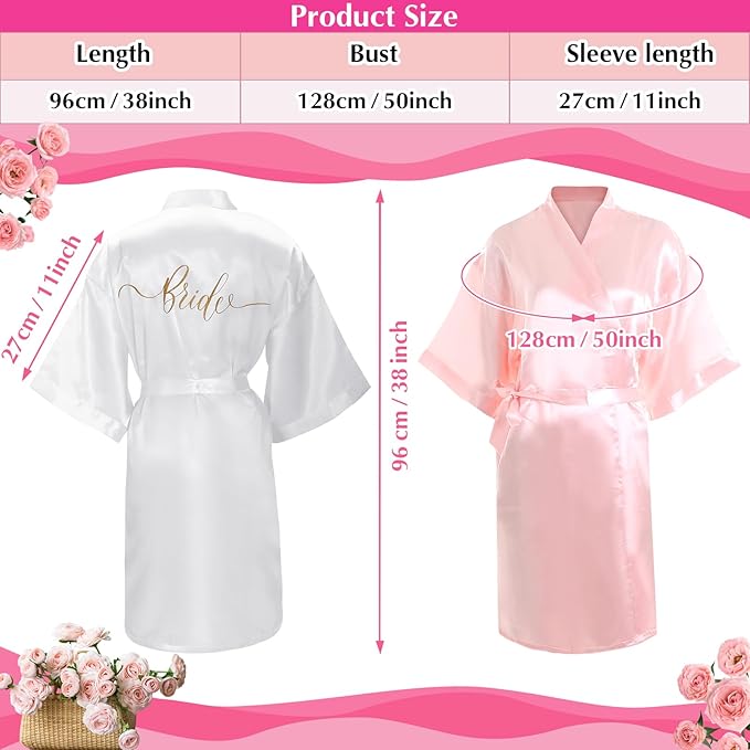 Panitay 42 Pcs Bridal Robes Sets Bride Robes Bridesmaids Proposal Gift Heart Sunglasses Champagne Flutes for Wedding Party