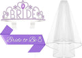 3Pcs Bride to Be Sash with Crown and Veil for Bachelorette Party Decorations，Bridal Shower Accessories for Gift, Favors