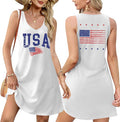 LHBNK 4th of July Dress for Women: American Flag Tank Dresses Star Striped Splicing Loose V Neck Sundresses