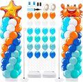 Kasyat 2 Sets Ocean Themed Balloon Column Stand Kit Blue Sea Balloon Arch Garland Kit Marine Animals Decoration for Ocean Theme Birthday Baby Shower Wedding Party Supplies