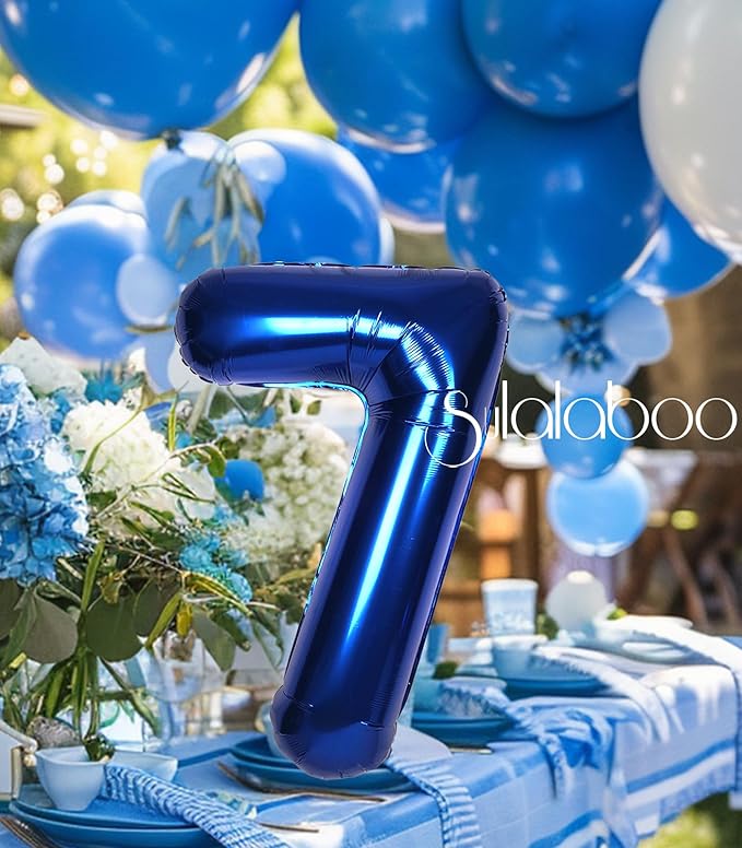 40Inch Navy Blue 7 Balloon Number Large Helium Royal Blue Number Balloons 0-9 Giant Digital 7th Foil Mylar Big Party Balloon for Boy Birthday Party Anniversary Graduation Decorations