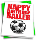 Play Strong Soccer Happy Birthday Baller Birthday Card, 5x7 Inch, Multicolor, Includes Envelope