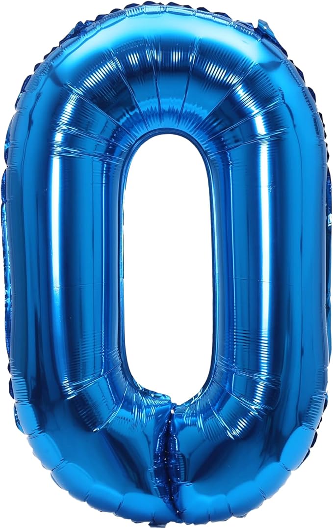 YPSelected 32 Inch Large Foil Helium Number Balloon Birthday Wedding Party 0-9 (Blue, 0)