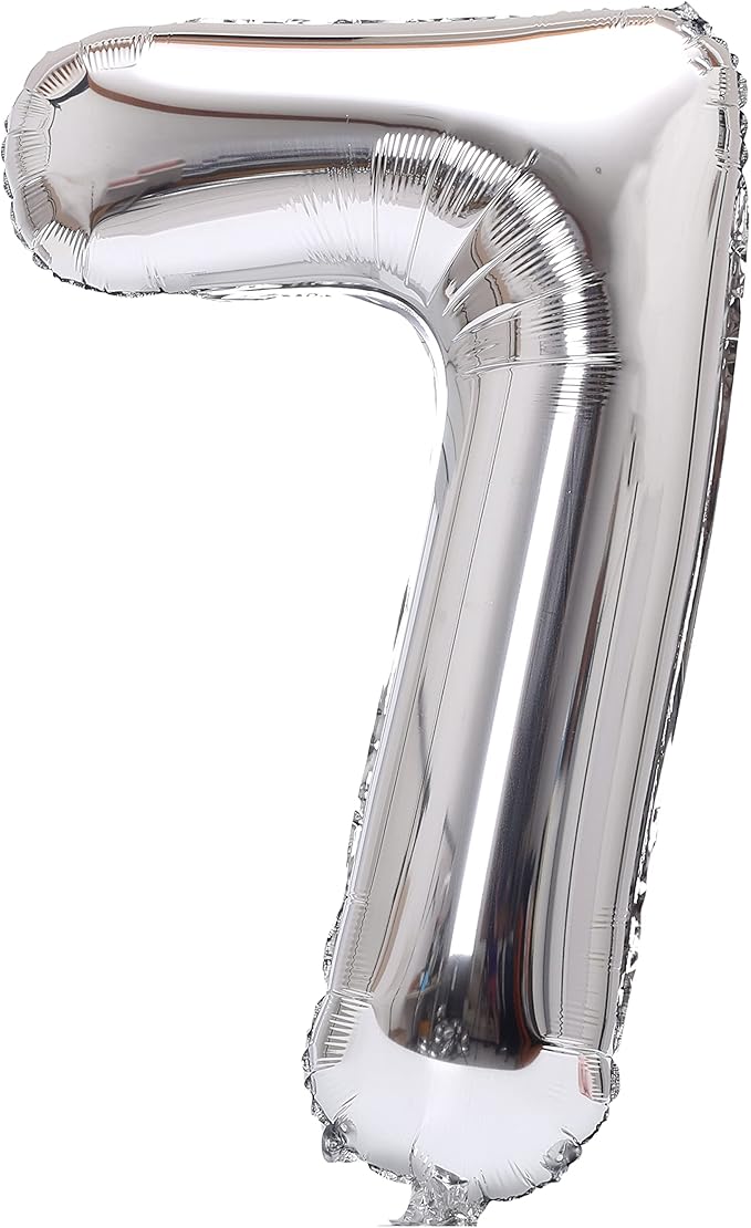 YPSelected 32 Inch Large Foil Helium Number Balloon Birthday Wedding Party 0-9 (Silver, 7)