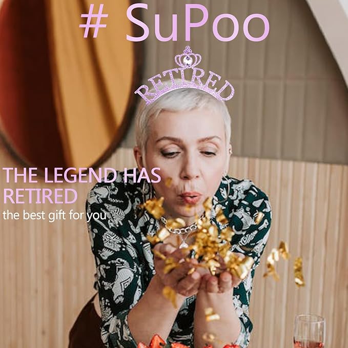 SuPoo Purple Retirement Crown and Sash for Women Retirement Party Decorations Retired Headband Tiara The Legend Has Retired Sash Elegant Rhinestone Headband Retirement Gifts Party Supplies