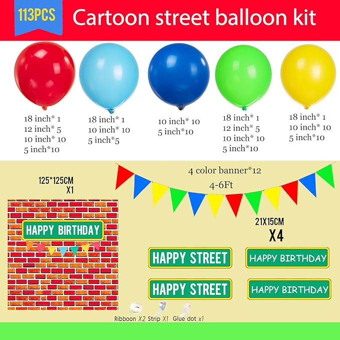 Sesame Friends Birthday Party Supplies Party Decorations Set Include Banner Backdrop red blue Balloon Garland Arch Kit stickerfor Boys Girls Sesame Theme Party kid birthday supplies