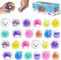 24 Pack Cute Animals Squishies for Kids, Kawaii Mini Squeeze Toys, Bulk Squishy Squeeze Ball Set Anti-Anxiety Stress Relief Toys for Easter Basket Fillers Egg Fillers Party Favors