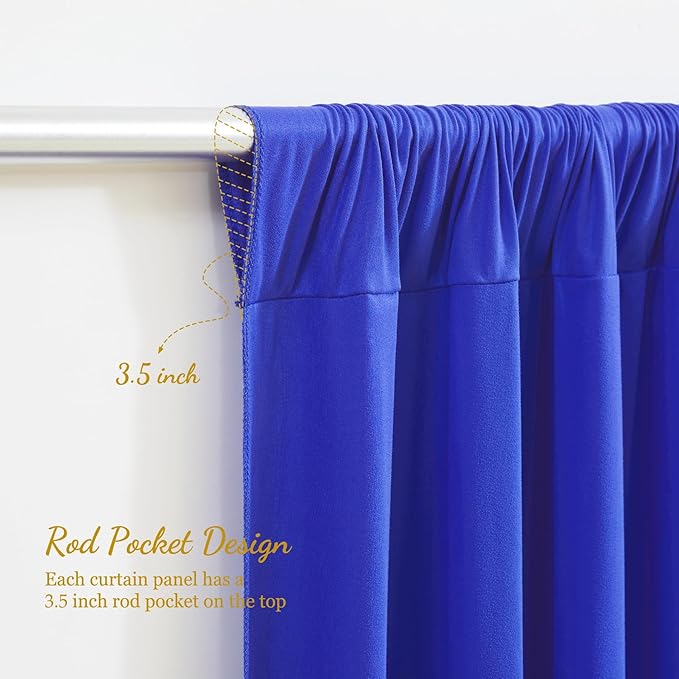 8x10FT Royal Blue Backdrop Curtains for Wedding Parties, Wrinkle Free Polyester Photography Back Drop Drapes for Wedding Baby Shower Birthday Parties Stage Background Stand Decorations 4x10ft,2 Panels