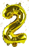 Gold Number “2”Balloons 16 Inch, Mylar Foil Custom Single Letter, Hanging, Reusable for girls boys adults Birthday,Surprise,Wedding, Celebration, Sports Party Event Decoration Supplies
