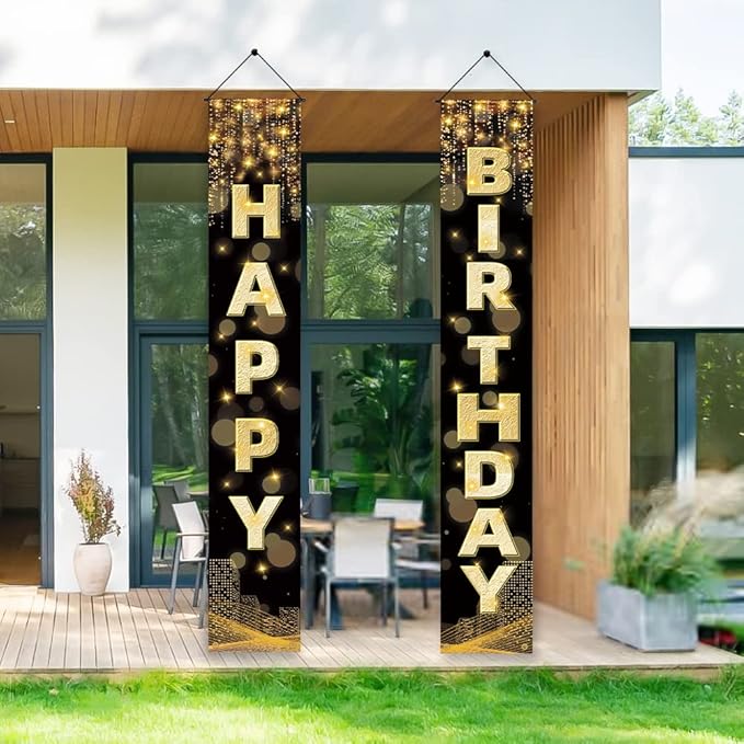Birthday Decorations Banner, Happy Birthday Door Sign for Men Women Boys Girls Ideal Birthday Decorations Party Supplies Outdoor Indoor 72 x 12 Inch