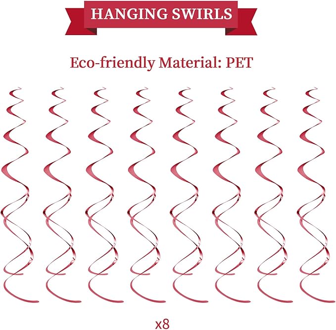 Retirement Party Decorations Kit for Women - 16-Piece Elegant Red Set with Pre-Strung Banner, Honeycomb Balls, Swirls & Garland | Instant Setup Party Decor | Retirement Gifts & Supplies