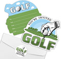 REWIDPARTY Golf Party Invitations with Envelopes & Stickers - Set of 15 Golf Game Shaped Fill-in Invitations for Birthday or Retirement Parties for Teens & Adults