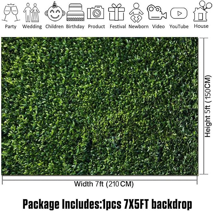 Nature Spring 3D Green Leaves Theme Photo Background Wedding Birthday Party Newborn Baby Shower Photography Backdrops Zoo Decor Shoot Props Bannner (7x5 FT)