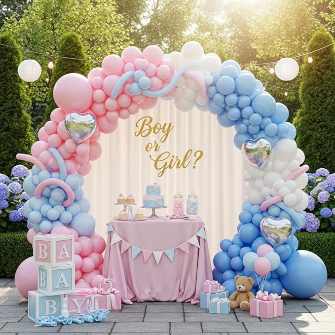 134Pcs Pink and Blue Balloons Garland Arch Kit - Gender Reveal Balloon Decorations for Boy or Girl, Baby Shower, Birthday, Anniversary Party Decorations 2026