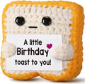 A little Birthday Toast to you - Funny Happy Birthday Gifts for Women, Men, Mom, Dad, Friend, Best Gift for Her Ideas - Unique Crochet Toast Gift Card - Cute Easter Basket Stuffers for Daughter, Son