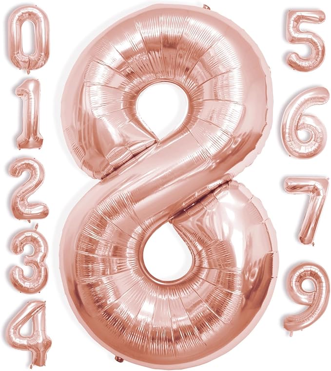 40 Inch Large Rose Gold Number Celebration and Decoration Balloon for Birthday Parties, Graduations, Anniversaries, Weddings, Photo Shoots, Special Events (Rose Gold Number 8)