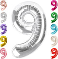 40 Inch Silver Numbers 9 Balloon, Balloons Decorations for 9 19 90 Birthday Party, Engagement, Wedding, Graduations, Photo Shoot Supplies