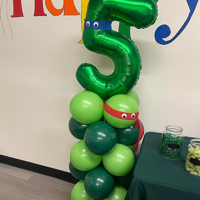 Dark Green Number 5 Balloon 40 Inch, 5th Birthday Party Decorations for Children, Giant 5 Foil Balloon for Party Supplies