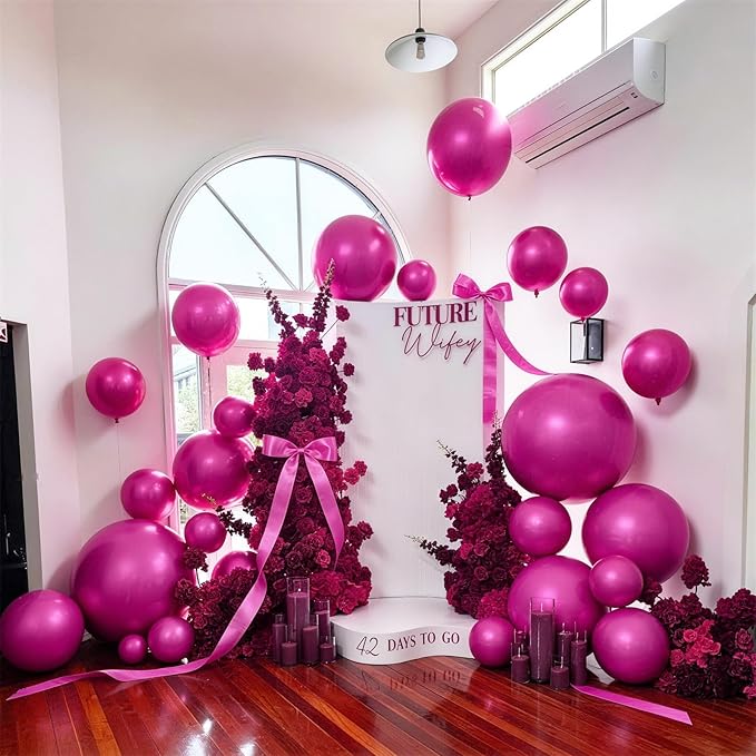 14 Pcs Hot Pink Round Foil Balloons 22/15/10 4D Ball Balloons Metallic Pink Fuchsia Balloon Ornament Mylar Balloon Chrome for Graduation Birthday Anniversary Disco Valentines Party Decorations
