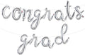 TONIFUL 2026 Congrats Grad Balloons - 16 Inch Cursive Silver Congrats Foil Balloons Banner Reusable Material for Graduation Party Graduate Congratulations 2026 Congrats Grad Decorations