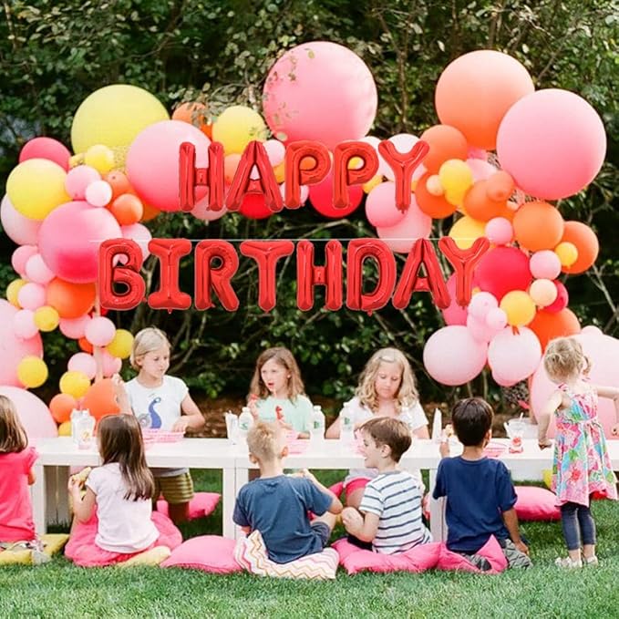 TONIFUL 52 Pieces 16 Inch Red Letter A-Z Balloons,Custom Phrase Mylar Foil Alphabet Letter DIY Personalized Phrase Banner for Birthday Anniversary Wedding Valentine Day Graduation Engagement