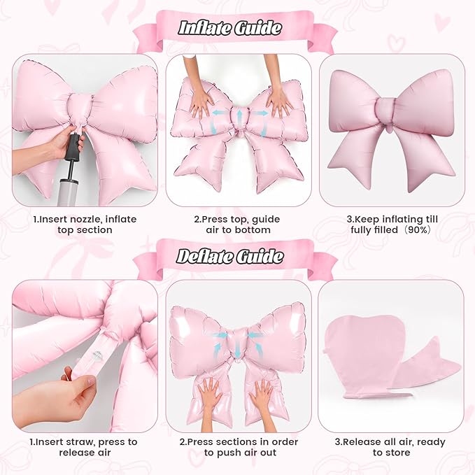 16Pcs Pink and Black Heart Balloons, 38 Inch Bow Balloons, Light Pink Black White Balloon and Bow Heart Shaped Foil Balloon Helium for Women Birthday Wedding Bridal Baby Shower Valentine Decorations