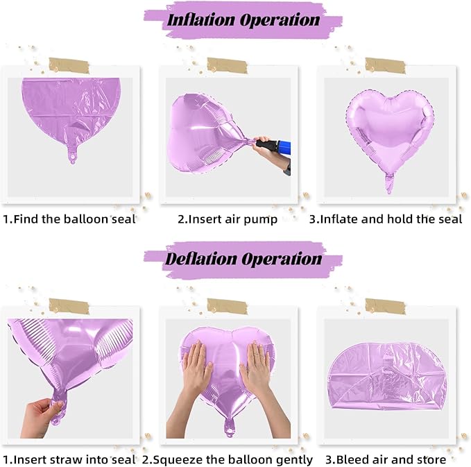 Purple Foil Heart Balloons, 12Pcs Lavender Purple Heart Shape Foil Balloons, 18 Inch Light Purple Helium Heart Balloons for Girls Women Birthday Wedding Baby Shower Valentines Anniversary