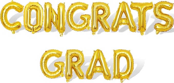 2 Set 24Pcs Gold Congrats Grad Letter Balloons 16in Balloon Foil Letter Decorations Party Decor Gold Letter Balloons Congrats Grad Party Supplies