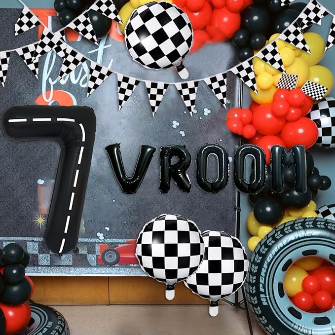 134pcs Race Car Balloon Birthday Party Supplies Decorations for Boys - Racing car Theme Party Supplies Happy Birthday Racecar Number Balloons Garland Kit Birthday Party (Arch, 7)