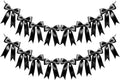 2 Strings of 16PCS Black Bow Garlands Banner Decoration,Pre-Strung Satin Ribbon Ornaments for Birthday,Bachelorette Party,Bridal Shower,Wedding,Engagement,Baby Shower, Graduation Decor,Anniversary