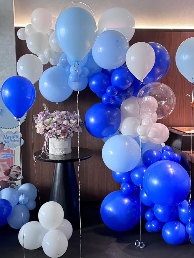 320 Pcs White Blue Light Blue Balloon 12 Inch Bulk Assorted Color Latex Balloons, for Birthdays Weddings Party Decorations