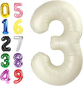 Numbers Balloons, 40 Inch 3 Balloon for Birthday Party Decoration, Cream Number 3 Ballon for 3, 13, 23, 30 Celebration, Boy and Girl Birthday, Christmas, Anniversary Decor