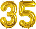 40 Inch Number Balloons 35/53 Gold Big Giant Jumbo Number Foil Mylar Balloons for 35th/53th Birthday Party Supplies Anniversary Events Decorations (Gold-35/53)