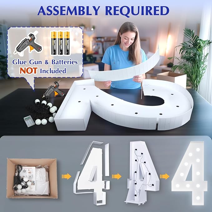 Marquee Number 4th-Birthday Decorations: 4FT Large Light up Numbers 4 Big Sign for Boy Girl Fourth Birthday Sweet Four Year Old Party Decor Anniversary Graduation Wedding Engagement Mosaic Balloon