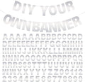 DIY Banner Kit with Letters Bright Silver Customizable Birthday Banners Graduation Banner Custom Party Hanging Banners for Graduation Wedding Party Baby Shower Decoration (Bright Silver)