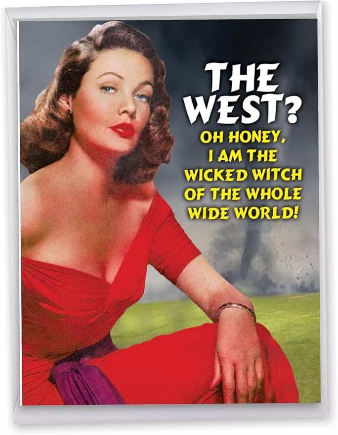NobleWorks Jumbo Hilarious Birthday Greeting Card 8.5 x 11 Inch with Envelope (1 Pack) Big, Jumbo Bday Wicked Witch Of The World J1476
