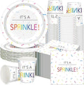Hushee 200 Pcs It's a Sprinkle Baby Shower Paper Plates Cups Napkins Party Supplies Tableware Set Disposable Cup Napkin for 50 Guest Party Decoration