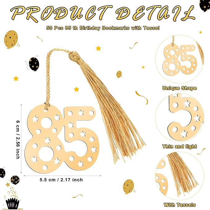 Spakon 25 Set 85th Birthday Party Favor for Guest Anniversary Party Favor Golden Birthday Bookmark Thanks for Coming Pen with Tag Appreciation Gifts for Women Men Wedding New Year