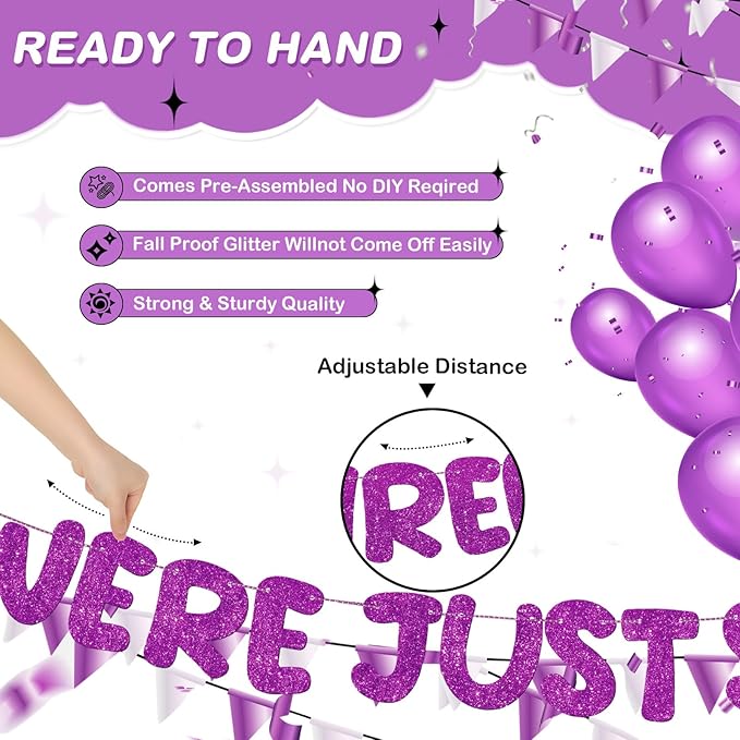Fulmoon We Were Just Starting to Like You Banner Going Away Party Retirement Sign Farewell Decorations Good Luck Goodbye Moving Graduation Party Supplies and Gifts(Purple)