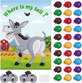 ASTARON Pin The Tail on The Donkey Game with 30 Tail Stickers for Birthday Party Carnival Circus Supplies