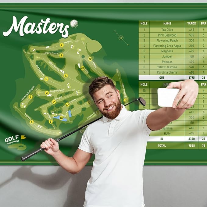 7 X 5 Ft Masters Party Decorations Green Golf Masters Party Decorations Banner Golf Party Decorations Backdrop for Indoor and Outdoor Funny Golf Party