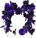RECUTMS Artificial Maple Leaves with Lights 5.7Ft Fall Hanging 30 Bulbs The Leaf Black for Garland Outdoor Indoor