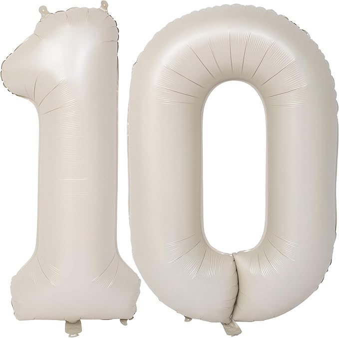 40 In Cream white Number Balloons Helium Foil Mylar Balloon Birthday Party banquet Decoration Digital 10