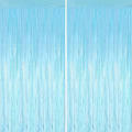 Valentines 2 Pack 3.3 * 8.3 ft Foil Curtain Metallic Tinsel Fringe Curtains Photo Booth Props Backdrop for Birthday Wedding Engagement Baby Christmas Holiday Celebration Party,Macaron Light Blue