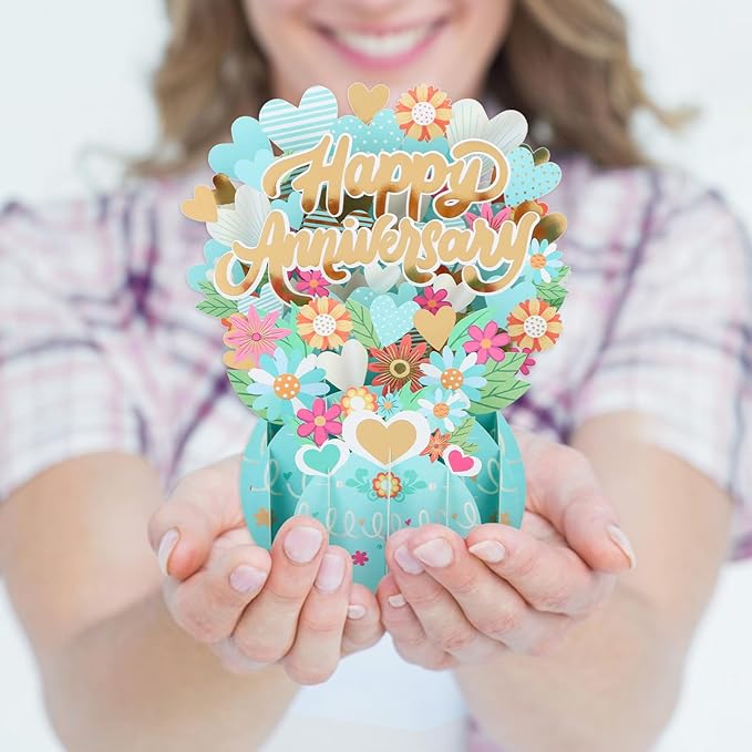 FaCraft Anniversary Card for Couple, Happy Pop Up Anniversary Card with Envelope, for Husband Wife, Handmade, Wedding Valentine Gifts for Him Her Boy Friend Girlfriend